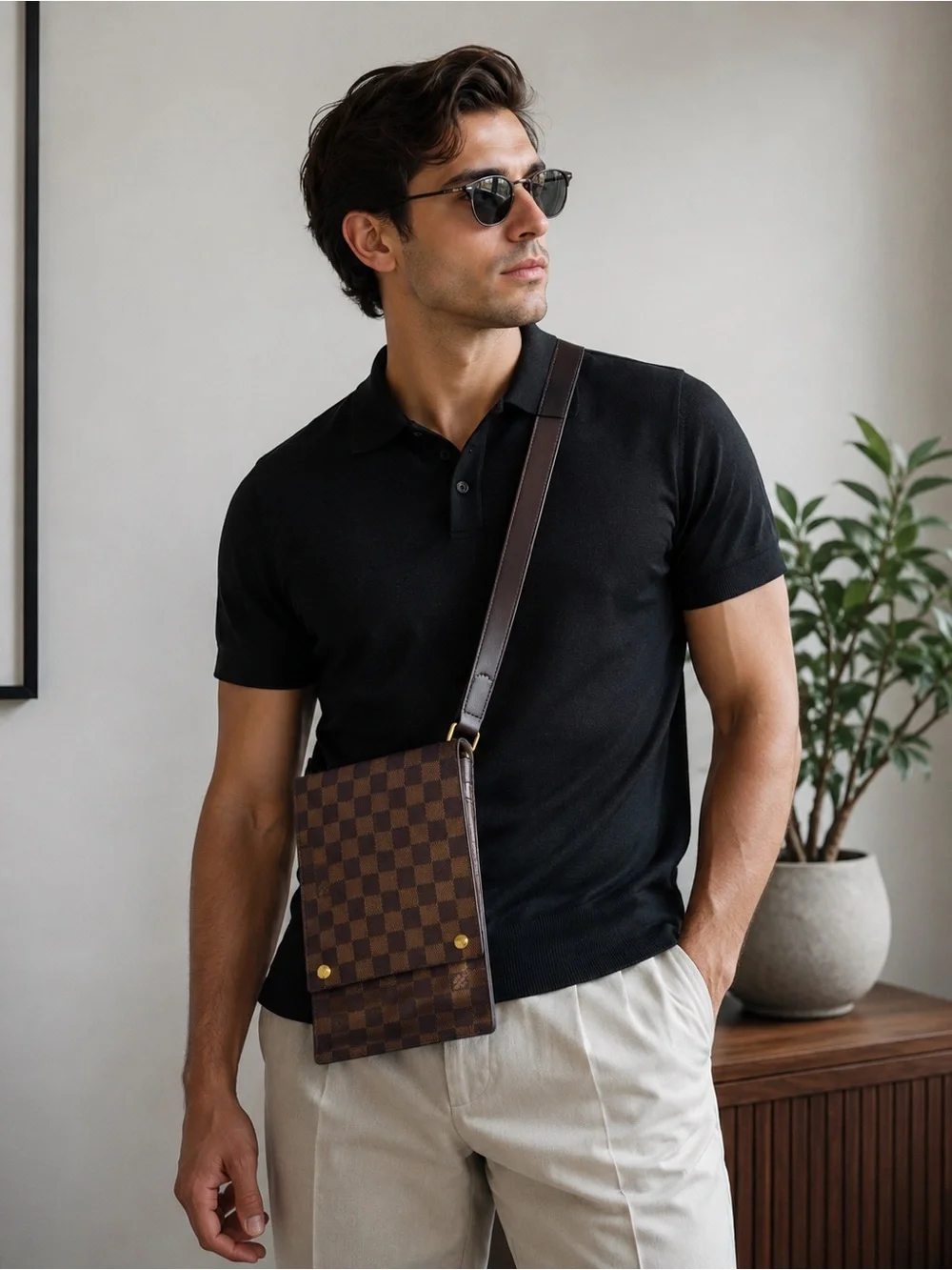 Louis Vuitton Damier Ebene Pochette Mathilda Crossbody Shoulder Bag